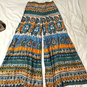 Staud Wide-Leg Multicolor Linen Pants